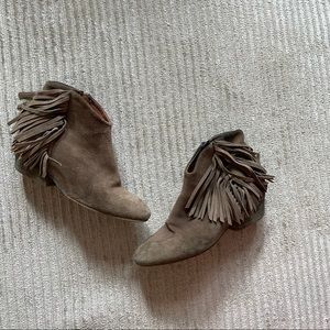 Suede fringe booties